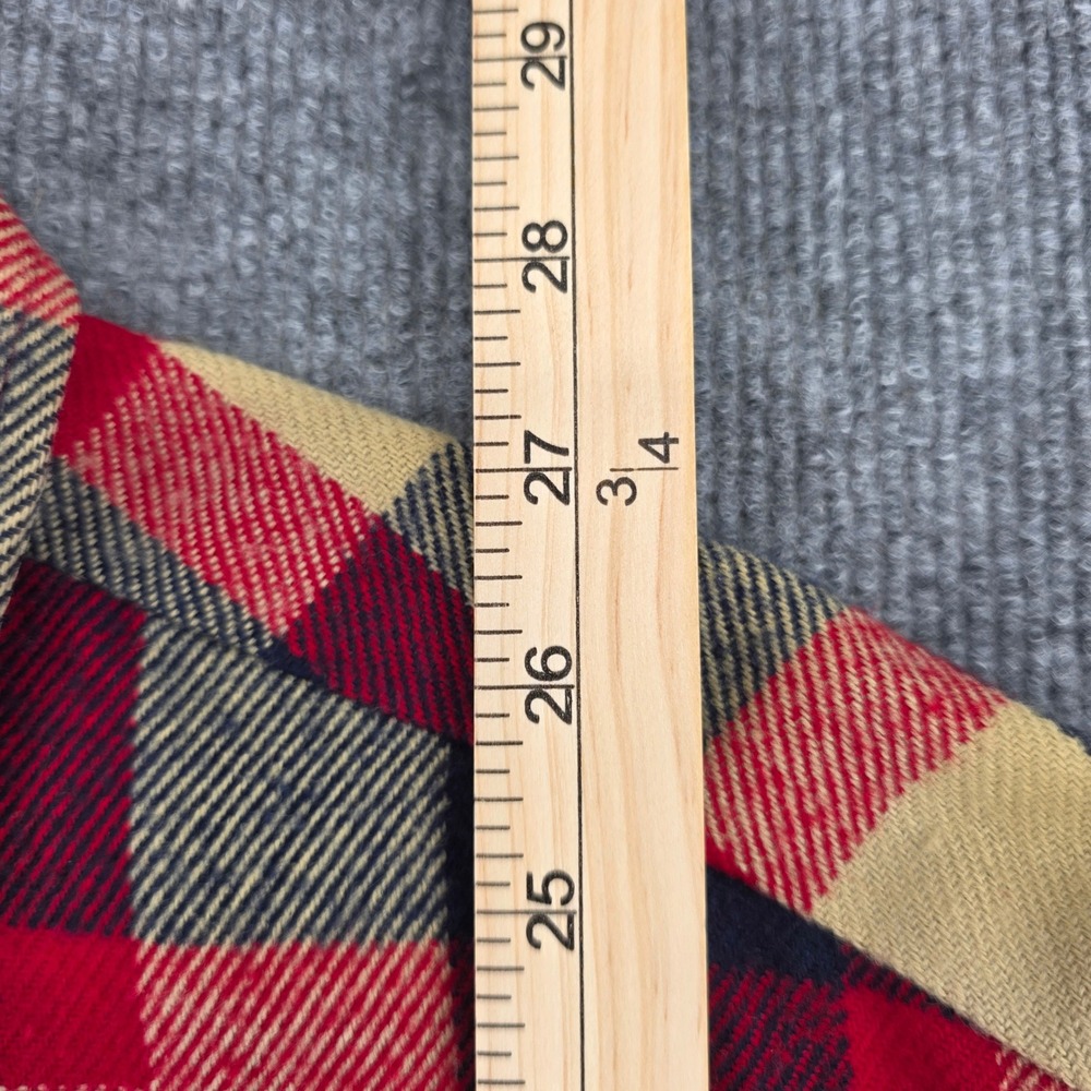Vintage Sears Mens Plaid Flannel Shirt Large Red Navy Blue Acrylic Workwear 0623 - Picture 4 of 7